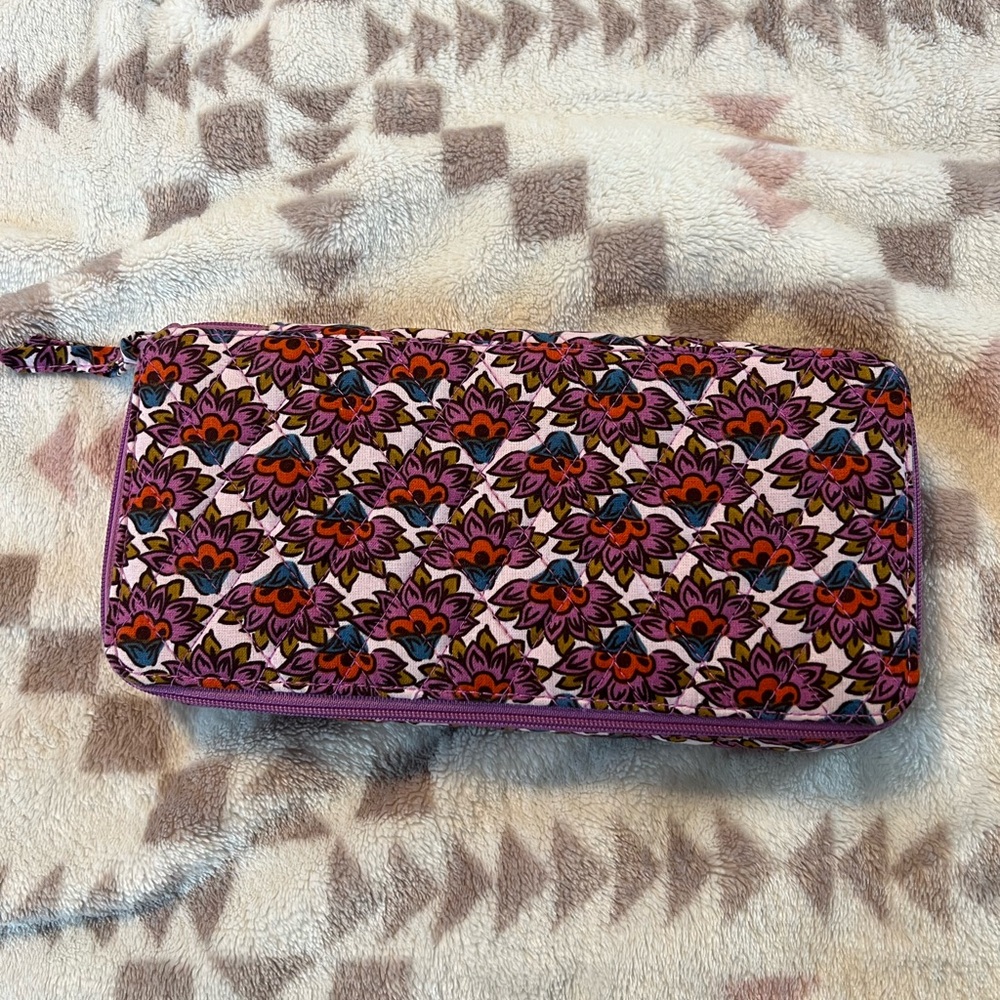 Vera Bradley Pink Purple Floral Zip Clutch Wallet